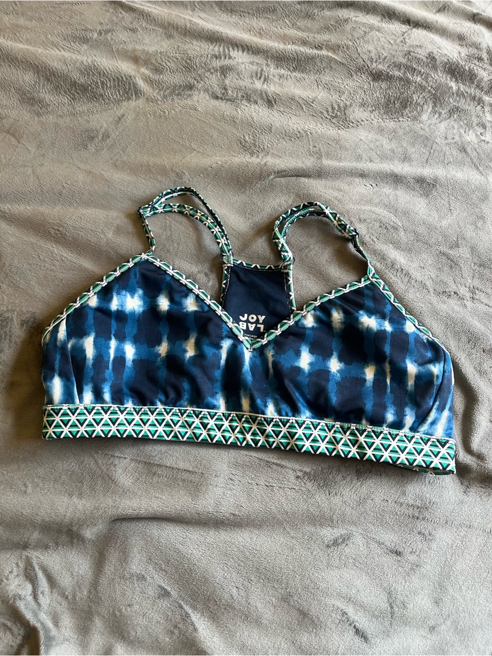 JoyLab Blue and Teal Patterned Bikini Top